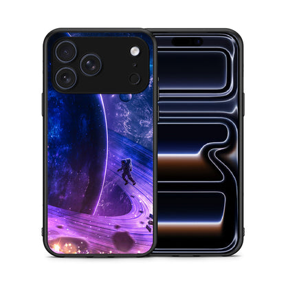 Θήκη iPhone 17 Pro Lost Astronaut από τη Smartfits με σχέδιο στο πίσω μέρος και μαύρο περίβλημα | iPhone 17 Pro Lost Astronaut case with colorful back and black bezels