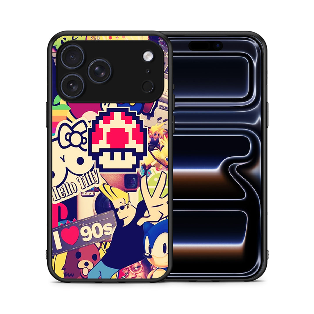 Θήκη iPhone 17 Pro Love The 90s από τη Smartfits με σχέδιο στο πίσω μέρος και μαύρο περίβλημα | iPhone 17 Pro Love The 90s case with colorful back and black bezels