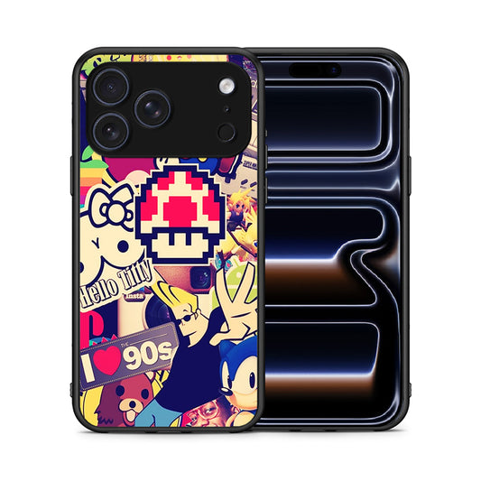 Θήκη iPhone 17 Pro Love The 90s από τη Smartfits με σχέδιο στο πίσω μέρος και μαύρο περίβλημα | iPhone 17 Pro Love The 90s case with colorful back and black bezels