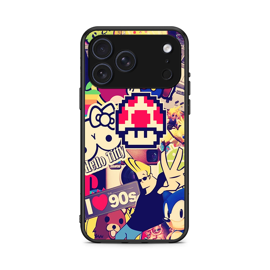 iPhone 17 Pro Love The 90s θήκη από τη Smartfits με σχέδιο στο πίσω μέρος και μαύρο περίβλημα | Smartphone case with colorful back and black bezels by Smartfits