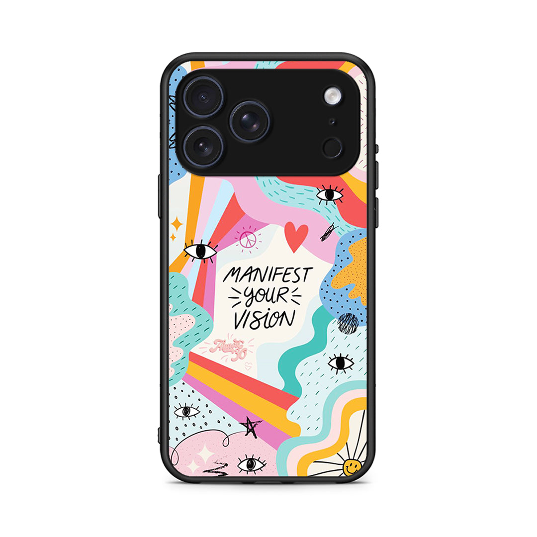 iPhone 17 Pro Manifest Your Vision θήκη από τη Smartfits με σχέδιο στο πίσω μέρος και μαύρο περίβλημα | Smartphone case with colorful back and black bezels by Smartfits