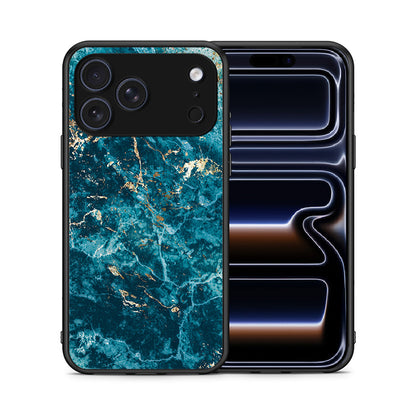 Θήκη iPhone 17 Pro Marble Blue από τη Smartfits με σχέδιο στο πίσω μέρος και μαύρο περίβλημα | iPhone 17 Pro Marble Blue case with colorful back and black bezels