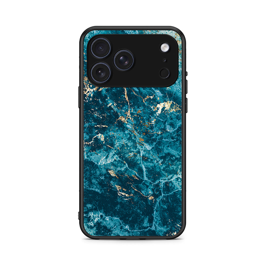 iPhone 17 Pro Marble Blue θήκη από τη Smartfits με σχέδιο στο πίσω μέρος και μαύρο περίβλημα | Smartphone case with colorful back and black bezels by Smartfits