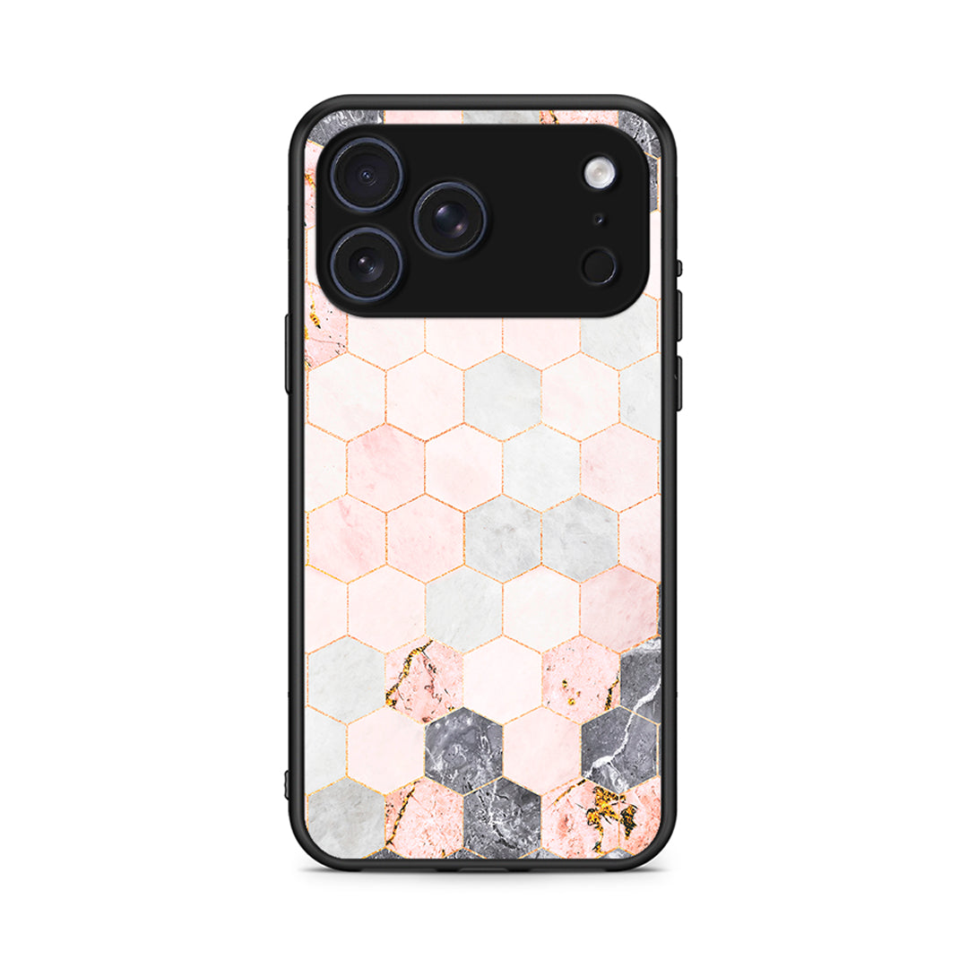 4 - iPhone 17 Pro Hexagon Pink Marble case, cover, bumper