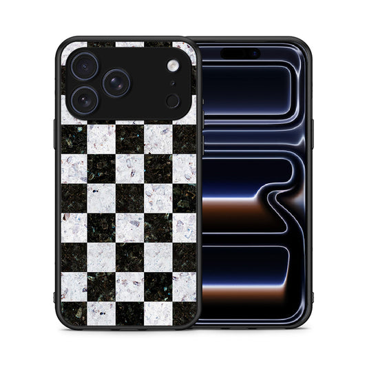 Θήκη iPhone 17 Pro Square Geometric Marble από τη Smartfits με σχέδιο στο πίσω μέρος και μαύρο περίβλημα | iPhone 17 Pro Square Geometric Marble case with colorful back and black bezels