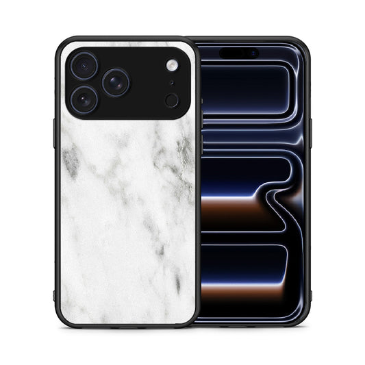 Θήκη iPhone 17 Pro White Marble από τη Smartfits με σχέδιο στο πίσω μέρος και μαύρο περίβλημα | iPhone 17 Pro White Marble case with colorful back and black bezels
