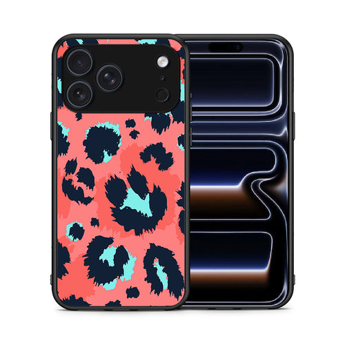 Θήκη iPhone 17 Pro Max Pink Leopard Animal από τη Smartfits με σχέδιο στο πίσω μέρος και μαύρο περίβλημα | iPhone 17 Pro Max Pink Leopard Animal case with colorful back and black bezels