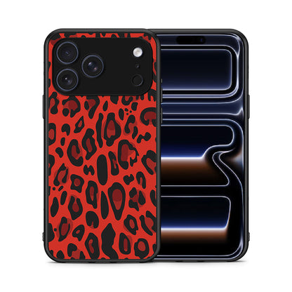 Θήκη iPhone 17 Pro Max Red Leopard Animal από τη Smartfits με σχέδιο στο πίσω μέρος και μαύρο περίβλημα | iPhone 17 Pro Max Red Leopard Animal case with colorful back and black bezels