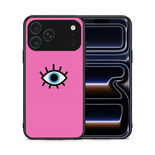 Θήκη iPhone 17 Pro Max Blue Eye Pink από τη Smartfits με σχέδιο στο πίσω μέρος και μαύρο περίβλημα | iPhone 17 Pro Max Blue Eye Pink case with colorful back and black bezels