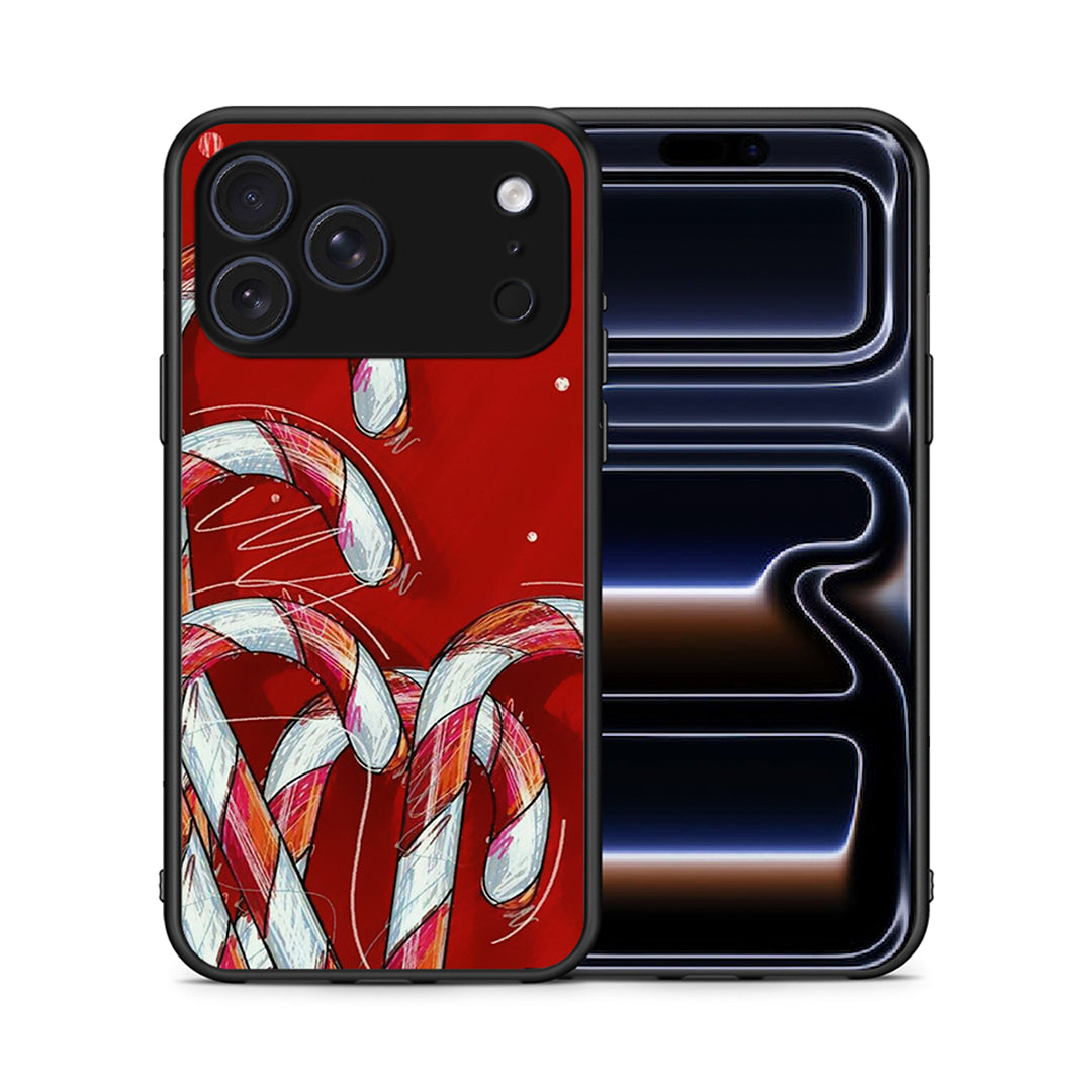 Θήκη iPhone 17 Pro Max Candy Cane από τη Smartfits με σχέδιο στο πίσω μέρος και μαύρο περίβλημα | iPhone 17 Pro Max Candy Cane case with colorful back and black bezels