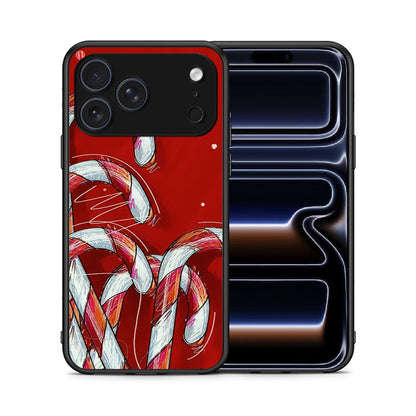 Θήκη iPhone 17 Pro Max Candy Cane από τη Smartfits με σχέδιο στο πίσω μέρος και μαύρο περίβλημα | iPhone 17 Pro Max Candy Cane case with colorful back and black bezels