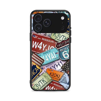 iPhone 17 Pro Max Car Plates θήκη από τη Smartfits με σχέδιο στο πίσω μέρος και μαύρο περίβλημα | Smartphone case with colorful back and black bezels by Smartfits