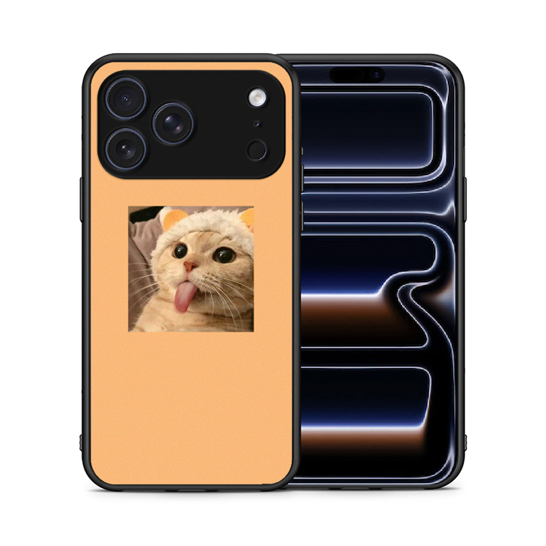 Θήκη iPhone 17 Pro Max Cat Tongue από τη Smartfits με σχέδιο στο πίσω μέρος και μαύρο περίβλημα | iPhone 17 Pro Max Cat Tongue case with colorful back and black bezels