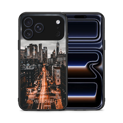Θήκη iPhone 17 Pro Max City Lights από τη Smartfits με σχέδιο στο πίσω μέρος και μαύρο περίβλημα | iPhone 17 Pro Max City Lights case with colorful back and black bezels