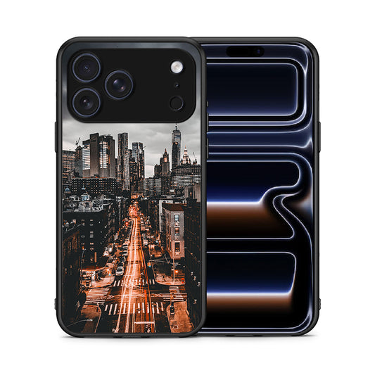 Θήκη iPhone 17 Pro Max City Lights από τη Smartfits με σχέδιο στο πίσω μέρος και μαύρο περίβλημα | iPhone 17 Pro Max City Lights case with colorful back and black bezels