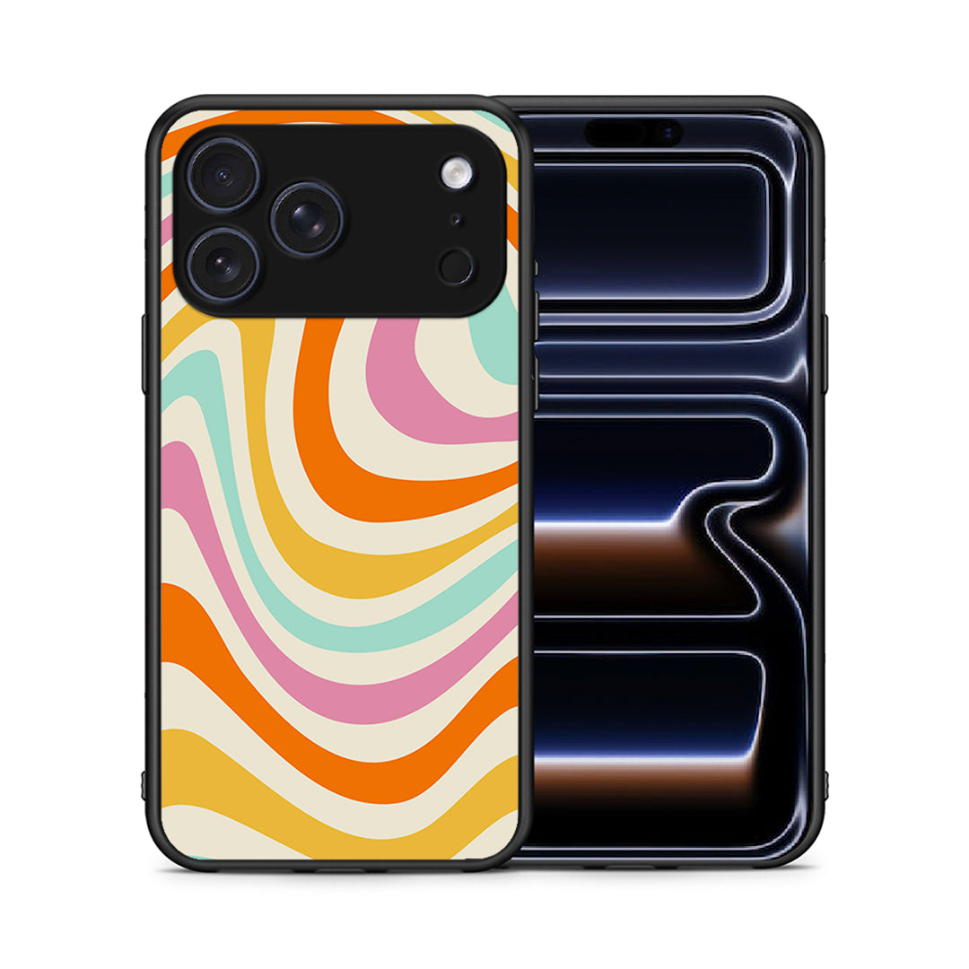 Θήκη iPhone 17 Pro Max Colourful Waves από τη Smartfits με σχέδιο στο πίσω μέρος και μαύρο περίβλημα | iPhone 17 Pro Max Colourful Waves case with colorful back and black bezels