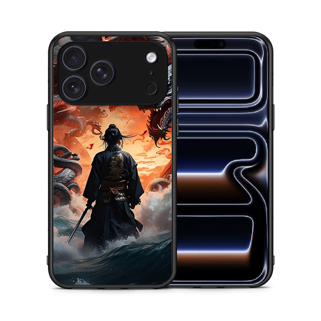 Θήκη iPhone 17 Pro Max Dragons Fight από τη Smartfits με σχέδιο στο πίσω μέρος και μαύρο περίβλημα | iPhone 17 Pro Max Dragons Fight case with colorful back and black bezels