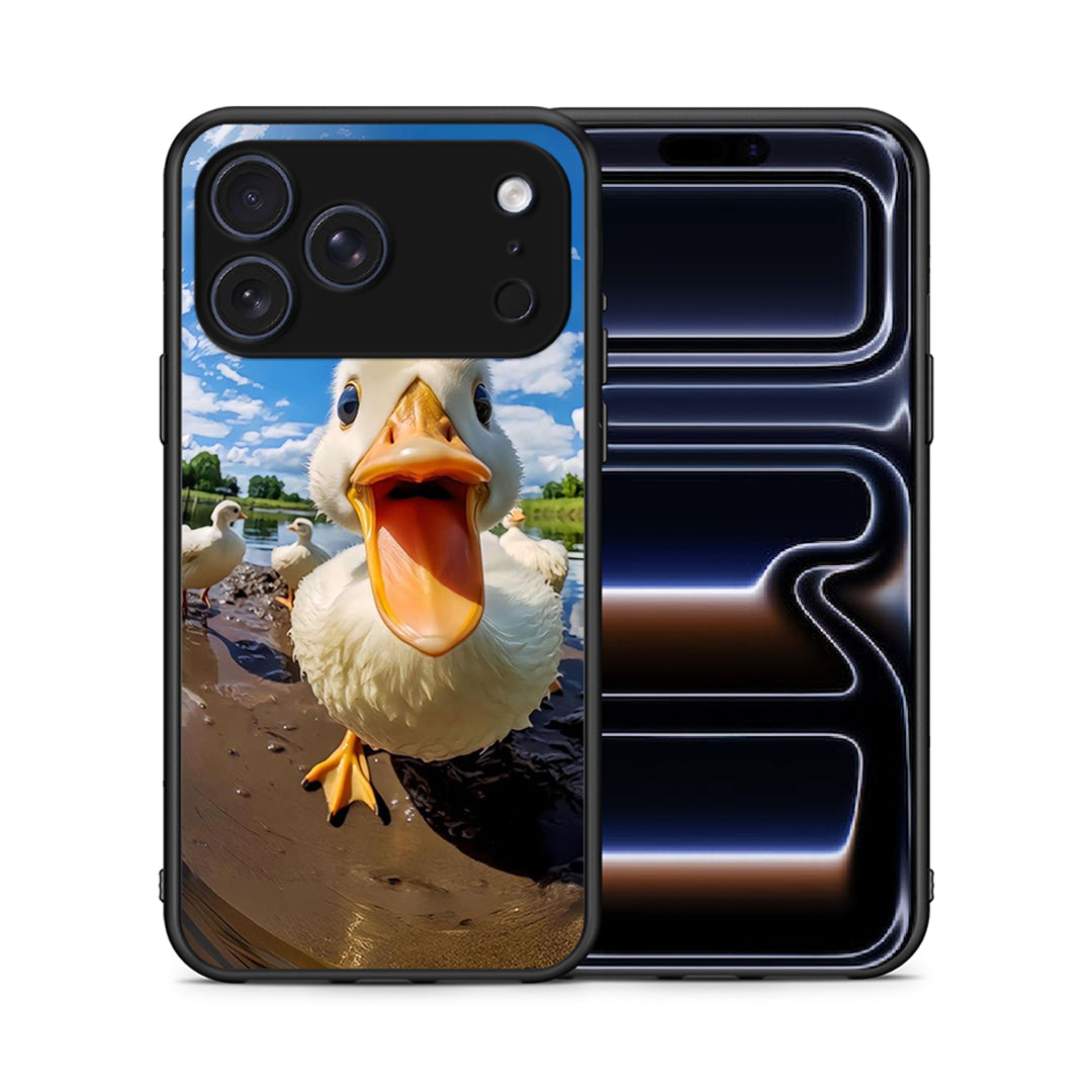 Θήκη iPhone 17 Pro Max Duck Face από τη Smartfits με σχέδιο στο πίσω μέρος και μαύρο περίβλημα | iPhone 17 Pro Max Duck Face case with colorful back and black bezels