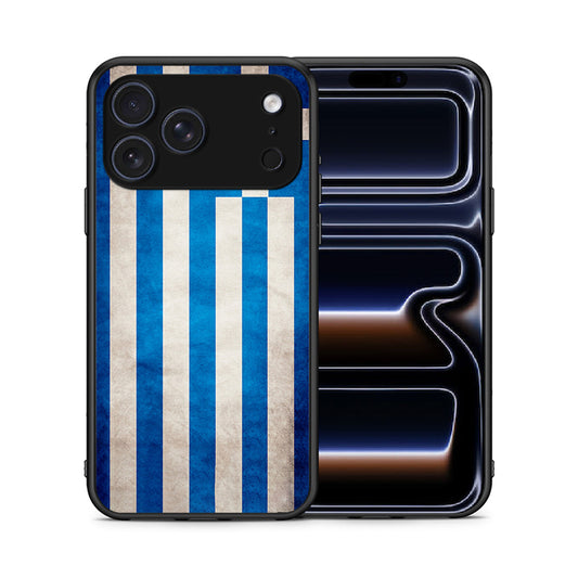 Θήκη iPhone 17 Pro Max Greek Flag από τη Smartfits με σχέδιο στο πίσω μέρος και μαύρο περίβλημα | iPhone 17 Pro Max Greek Flag case with colorful back and black bezels
