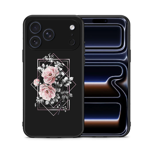 Θήκη iPhone 17 Pro Max Frame Flower από τη Smartfits με σχέδιο στο πίσω μέρος και μαύρο περίβλημα | iPhone 17 Pro Max Frame Flower case with colorful back and black bezels