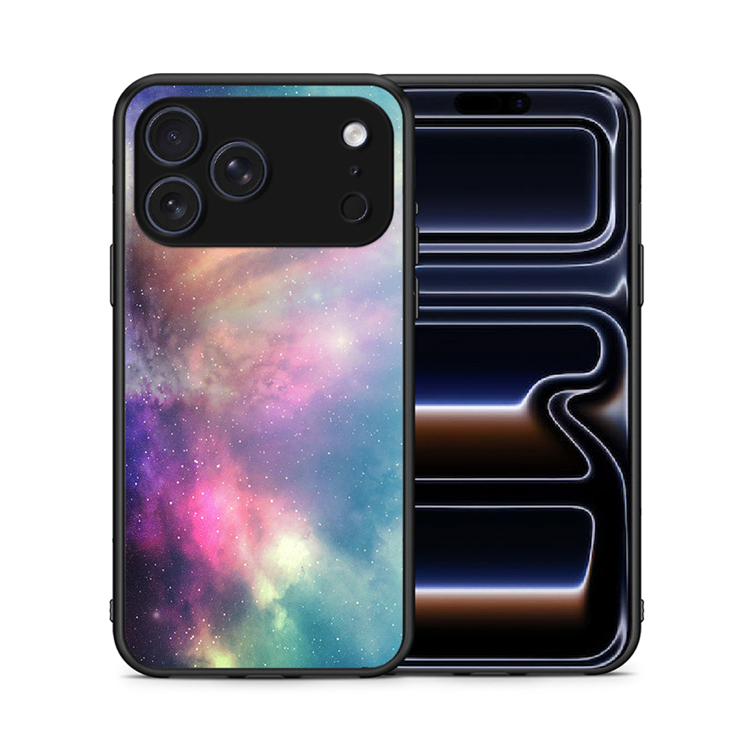 Θήκη iPhone 17 Pro Max Rainbow Galaxy από τη Smartfits με σχέδιο στο πίσω μέρος και μαύρο περίβλημα | iPhone 17 Pro Max Rainbow Galaxy case with colorful back and black bezels