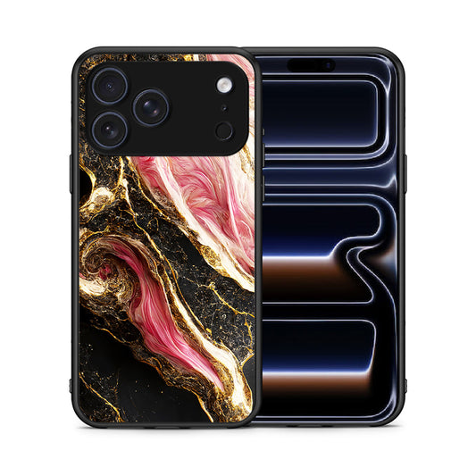 Θήκη iPhone 17 Pro Max Glamorous Pink Marble από τη Smartfits με σχέδιο στο πίσω μέρος και μαύρο περίβλημα | iPhone 17 Pro Max Glamorous Pink Marble case with colorful back and black bezels