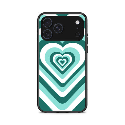 iPhone 17 Pro Max Green Hearts θήκη από τη Smartfits με σχέδιο στο πίσω μέρος και μαύρο περίβλημα | Smartphone case with colorful back and black bezels by Smartfits