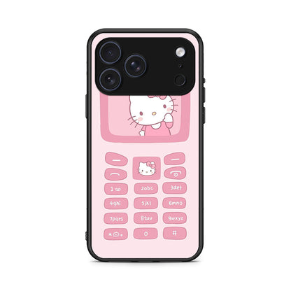 iPhone 17 Pro Max Hello Kitten Θήκη Αγίου Βαλεντίνου από τη Smartfits με σχέδιο στο πίσω μέρος και μαύρο περίβλημα | Smartphone case with colorful back and black bezels by Smartfits