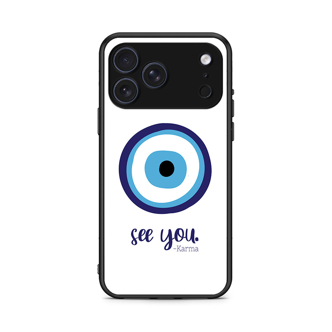 iPhone 17 Pro Max Karma Says θήκη από τη Smartfits με σχέδιο στο πίσω μέρος και μαύρο περίβλημα | Smartphone case with colorful back and black bezels by Smartfits