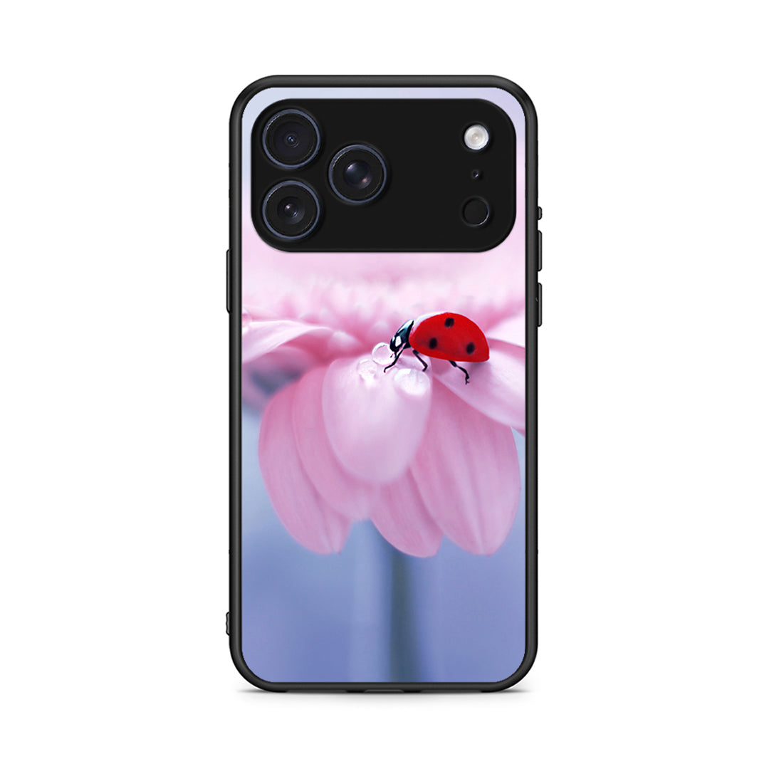 iPhone 17 Pro Max Ladybug Flower θήκη από τη Smartfits με σχέδιο στο πίσω μέρος και μαύρο περίβλημα | Smartphone case with colorful back and black bezels by Smartfits