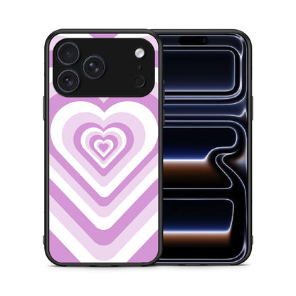 Θήκη iPhone 17 Pro Max Lilac Hearts από τη Smartfits με σχέδιο στο πίσω μέρος και μαύρο περίβλημα | iPhone 17 Pro Max Lilac Hearts case with colorful back and black bezels
