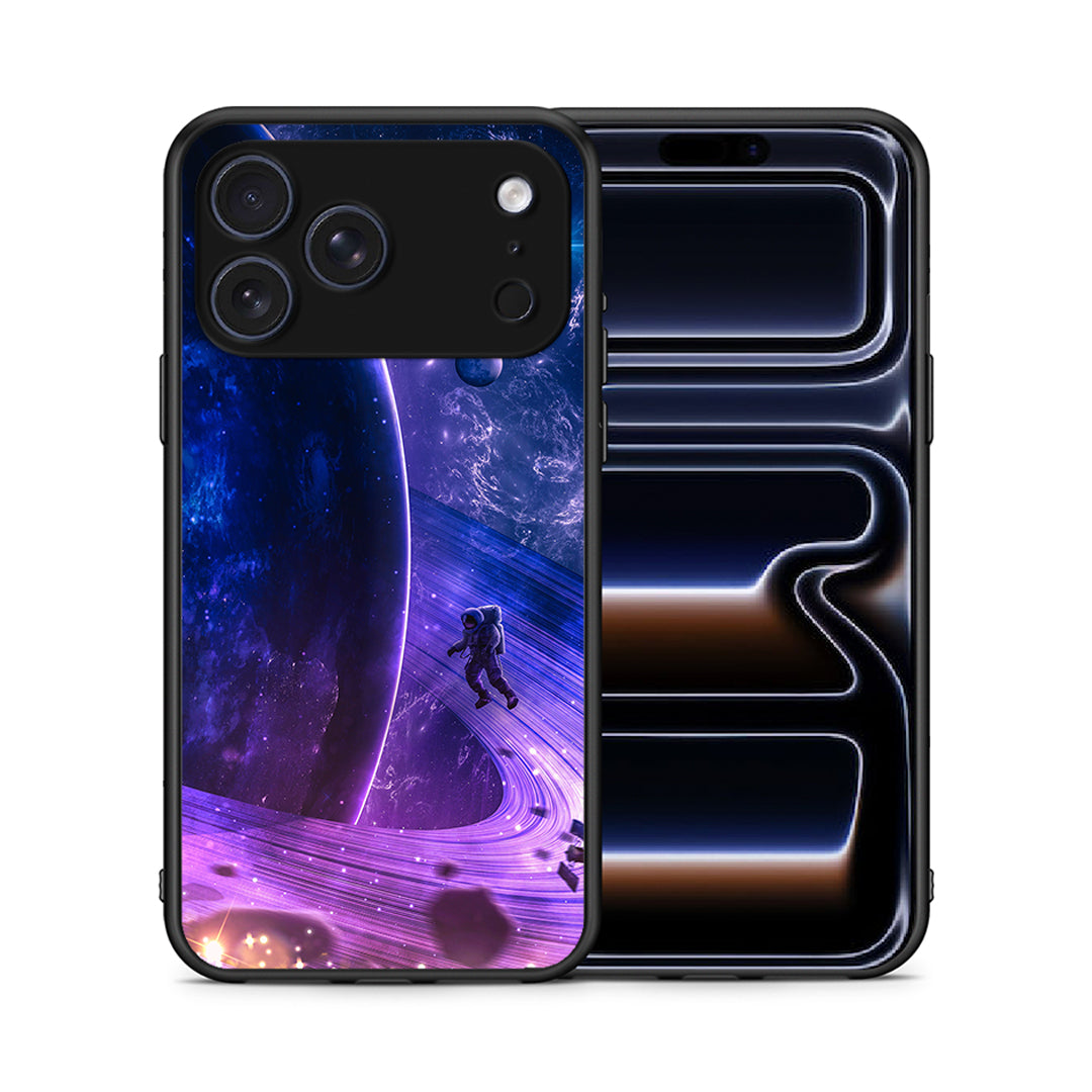 Θήκη iPhone 17 Pro Max Lost Astronaut από τη Smartfits με σχέδιο στο πίσω μέρος και μαύρο περίβλημα | iPhone 17 Pro Max Lost Astronaut case with colorful back and black bezels
