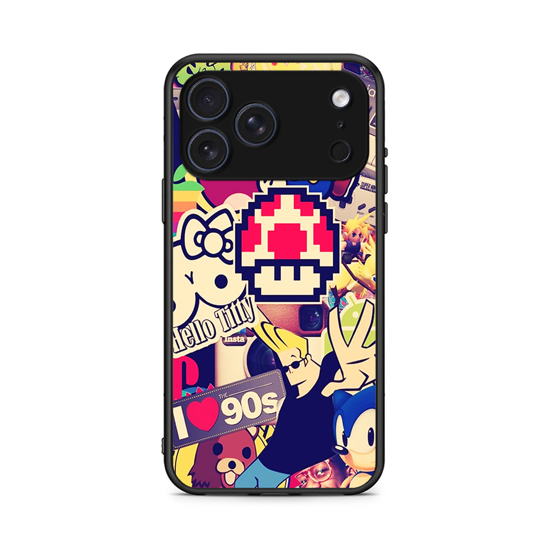 iPhone 17 Pro Max Love The 90s θήκη από τη Smartfits με σχέδιο στο πίσω μέρος και μαύρο περίβλημα | Smartphone case with colorful back and black bezels by Smartfits