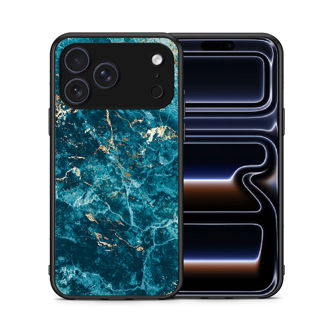 Θήκη iPhone 17 Pro Max Marble Blue από τη Smartfits με σχέδιο στο πίσω μέρος και μαύρο περίβλημα | iPhone 17 Pro Max Marble Blue case with colorful back and black bezels