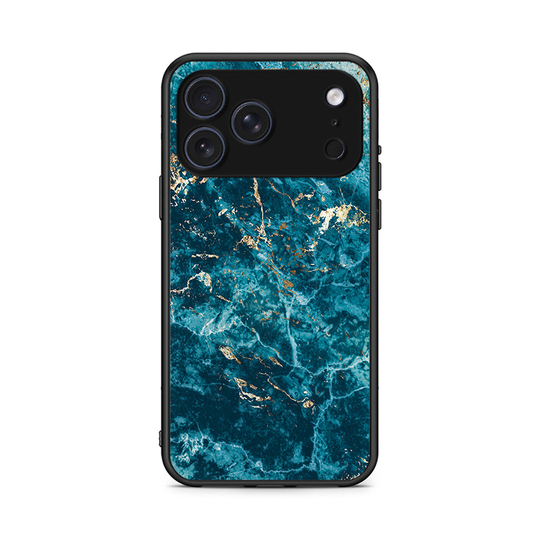 iPhone 17 Pro Max Marble Blue θήκη από τη Smartfits με σχέδιο στο πίσω μέρος και μαύρο περίβλημα | Smartphone case with colorful back and black bezels by Smartfits