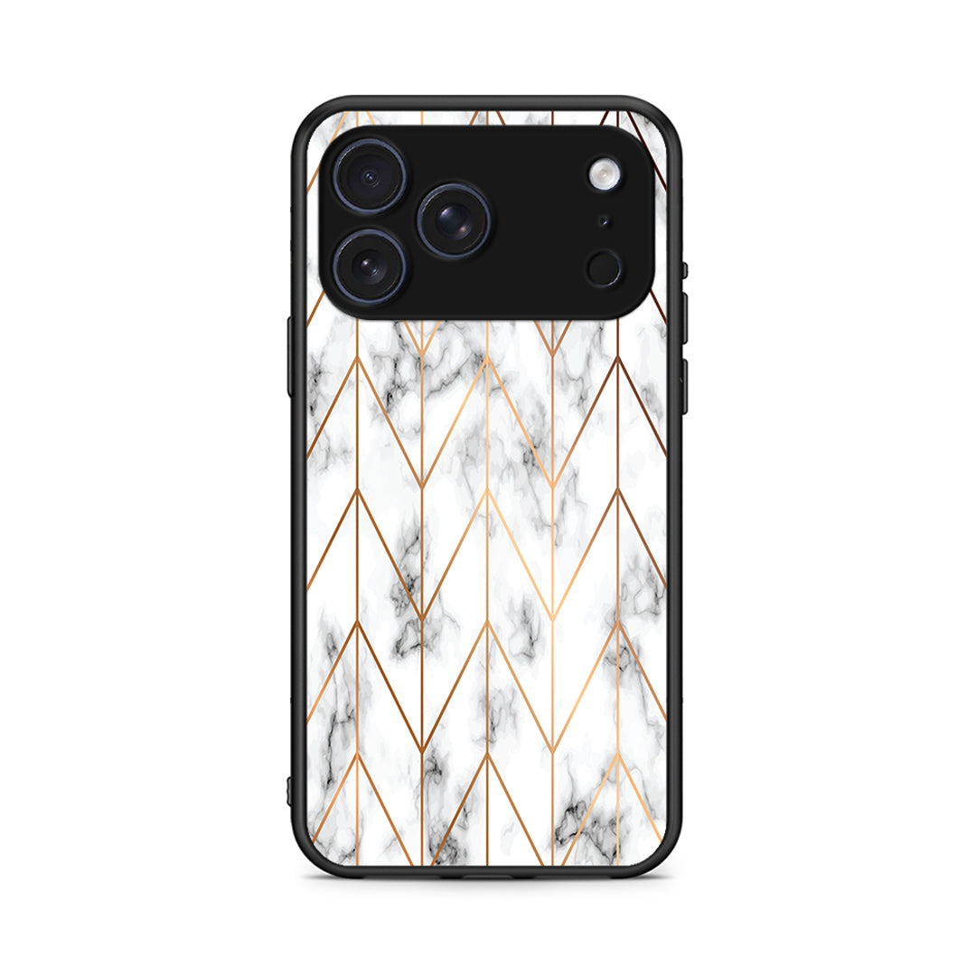 44 - iPhone 17 Pro Max Gold Geometric Marble case, cover, bumper