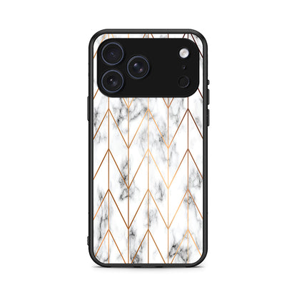 44 - iPhone 17 Pro Max Gold Geometric Marble case, cover, bumper