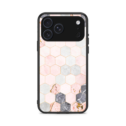 4 - iPhone 17 Pro Max Hexagon Pink Marble case, cover, bumper