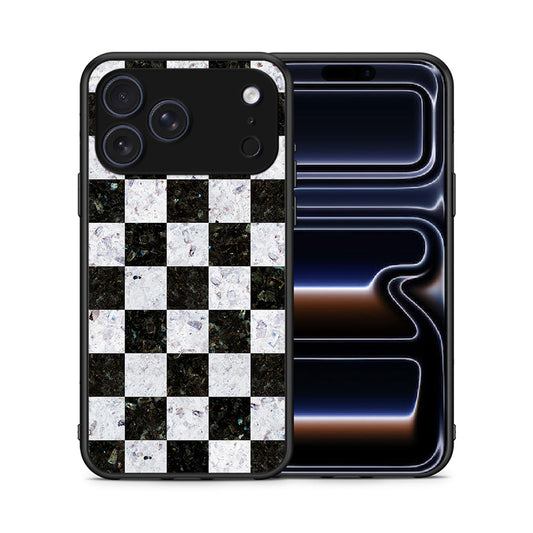 Θήκη iPhone 17 Pro Max Square Geometric Marble από τη Smartfits με σχέδιο στο πίσω μέρος και μαύρο περίβλημα | iPhone 17 Pro Max Square Geometric Marble case with colorful back and black bezels