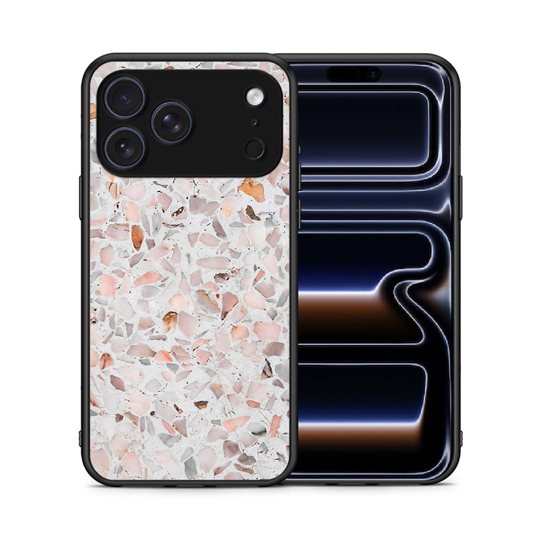 Θήκη iPhone 17 Pro Max Marble Terrazzo από τη Smartfits με σχέδιο στο πίσω μέρος και μαύρο περίβλημα | iPhone 17 Pro Max Marble Terrazzo case with colorful back and black bezels
