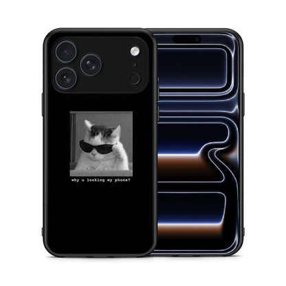 Θήκη iPhone 17 Pro Max Meme Cat από τη Smartfits με σχέδιο στο πίσω μέρος και μαύρο περίβλημα | iPhone 17 Pro Max Meme Cat case with colorful back and black bezels