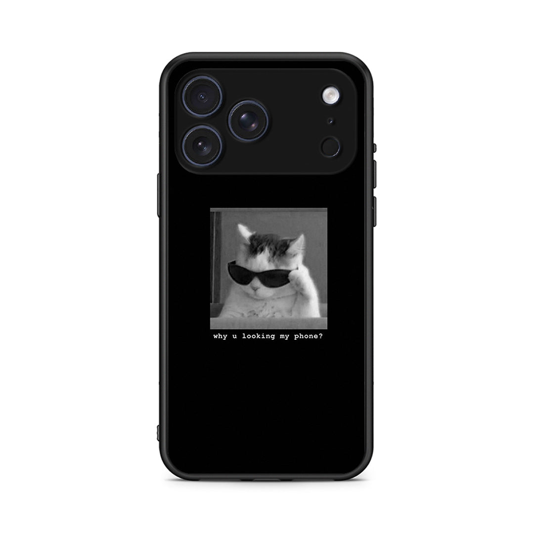 iPhone 17 Pro Max Meme Cat θήκη από τη Smartfits με σχέδιο στο πίσω μέρος και μαύρο περίβλημα | Smartphone case with colorful back and black bezels by Smartfits