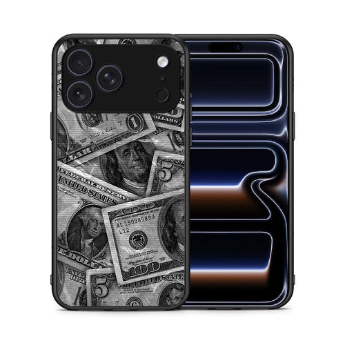Θήκη iPhone 17 Pro Max Money Dollars από τη Smartfits με σχέδιο στο πίσω μέρος και μαύρο περίβλημα | iPhone 17 Pro Max Money Dollars case with colorful back and black bezels