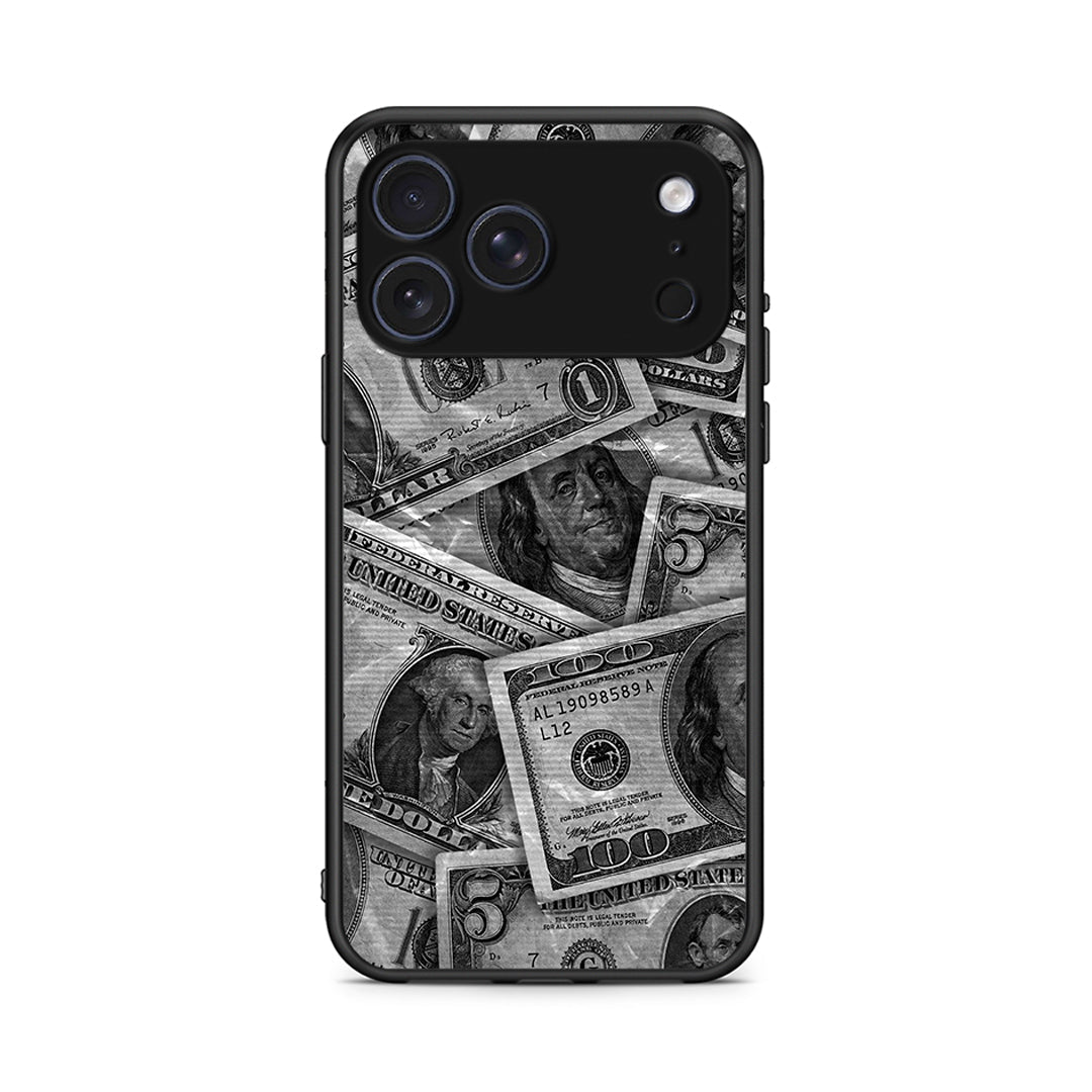iPhone 17 Pro Max Money Dollars θήκη από τη Smartfits με σχέδιο στο πίσω μέρος και μαύρο περίβλημα | Smartphone case with colorful back and black bezels by Smartfits