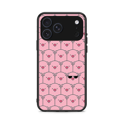 iPhone 17 Pro Max Pig Glasses θήκη από τη Smartfits με σχέδιο στο πίσω μέρος και μαύρο περίβλημα | Smartphone case with colorful back and black bezels by Smartfits