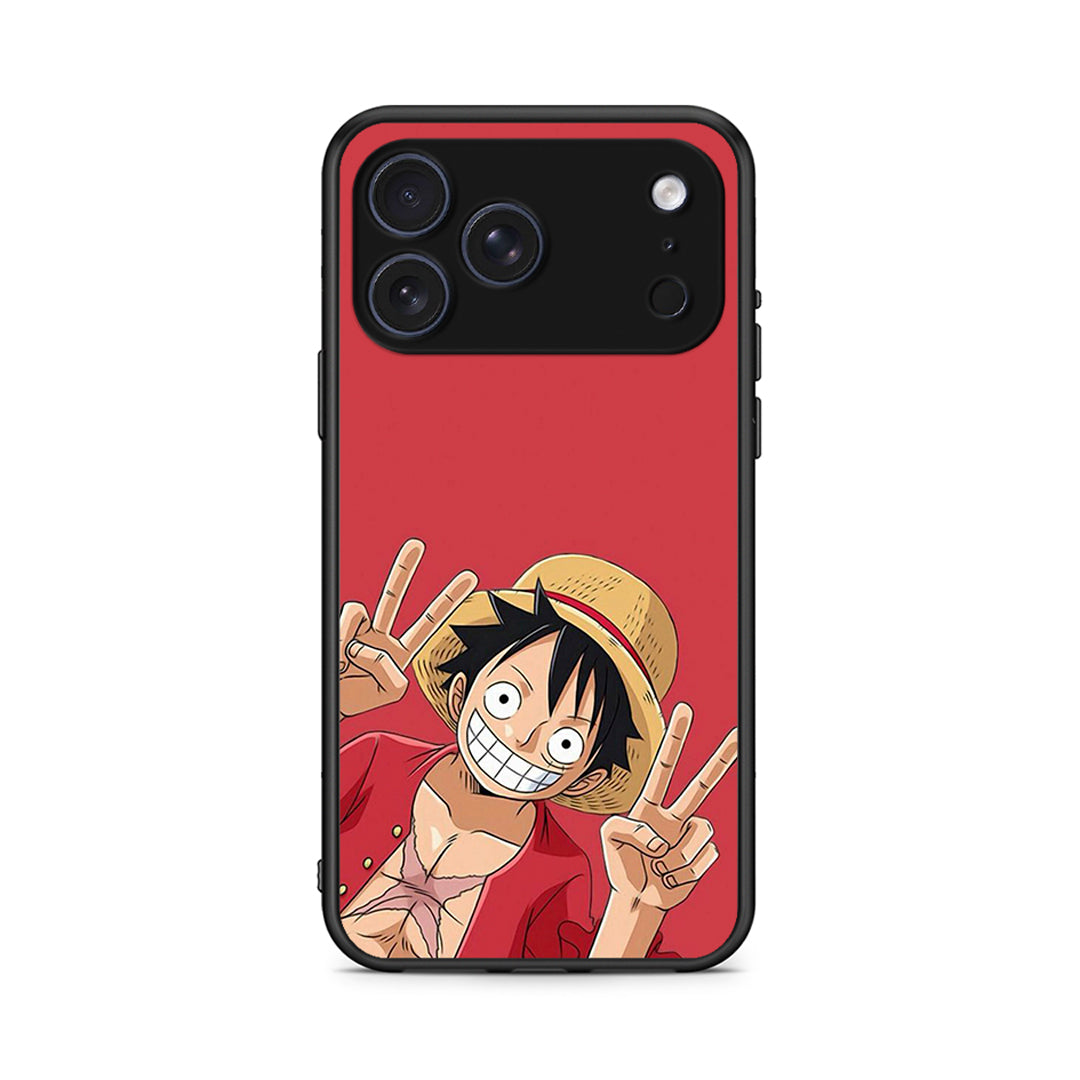 iPhone 17 Pro Max Pirate Luffy Θήκη από τη Smartfits με σχέδιο στο πίσω μέρος και μαύρο περίβλημα | Smartphone case with colorful back and black bezels by Smartfits