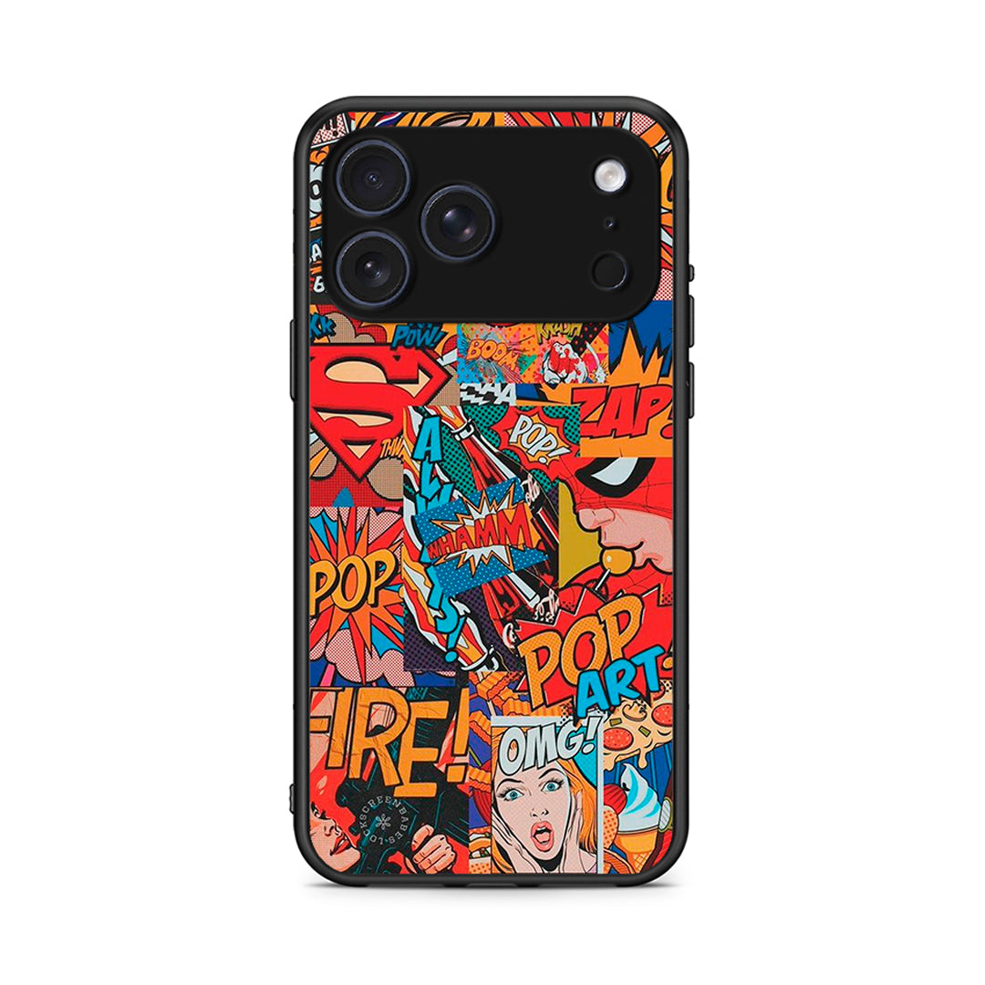 iPhone 17 Pro Max PopArt OMG θήκη από τη Smartfits με σχέδιο στο πίσω μέρος και μαύρο περίβλημα | Smartphone case with colorful back and black bezels by Smartfits