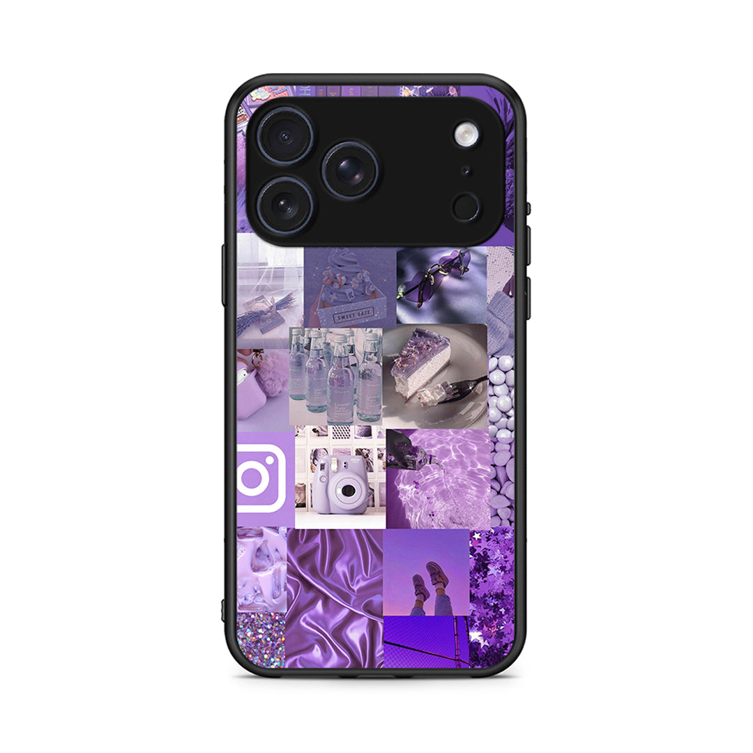 iPhone 17 Pro Max Purple Aesthetic Collage θήκη από τη Smartfits με σχέδιο στο πίσω μέρος και μαύρο περίβλημα | Smartphone case with colorful back and black bezels by Smartfits
