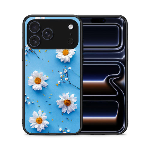 Θήκη iPhone 17 Pro Max Real Daisies από τη Smartfits με σχέδιο στο πίσω μέρος και μαύρο περίβλημα | iPhone 17 Pro Max Real Daisies case with colorful back and black bezels