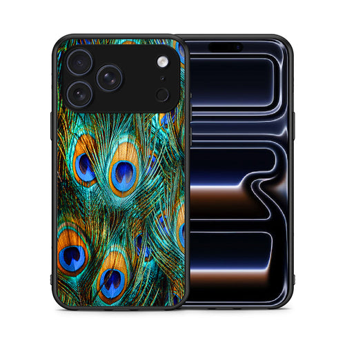 Θήκη iPhone 17 Pro Max Real Peacock Feathers από τη Smartfits με σχέδιο στο πίσω μέρος και μαύρο περίβλημα | iPhone 17 Pro Max Real Peacock Feathers case with colorful back and black bezels
